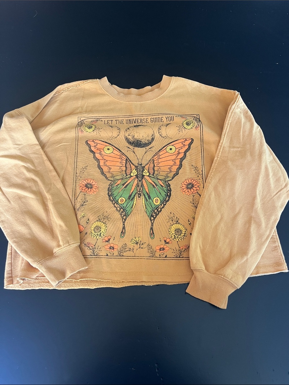 Zoe + Liv Peach Butterfly Graphic Crewneck Sweatshirt